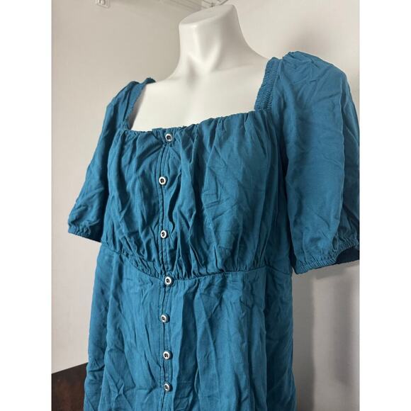 Torrid Babydoll Blouse with Puff Sleeves, Button Front, Tie Closure Back, 1X NWT - Picture 6 of 11